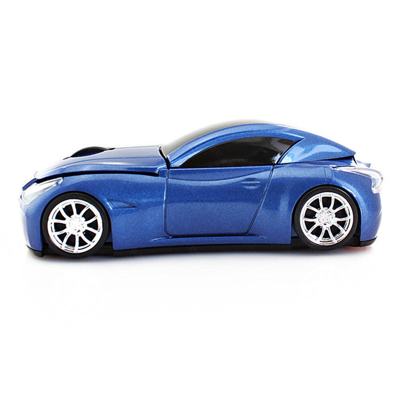 Creative Photoelectric Car Wireless Mouse Computer Accessories in blue car design for stylish computer use.