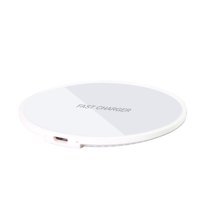 Earphone wireless charger designed in a circular shape with micro USB interface for efficient charging.
