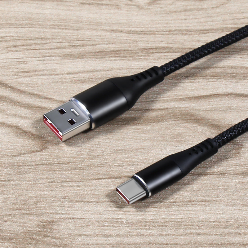 Super fast charging cable featuring aluminum alloy connectors for Android, iOS, and TYPE-C devices.