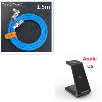3 In 1 Fast Charging Station Wireless Charger Stand Wireless Quick Charge Dock For Phone Holder with cable