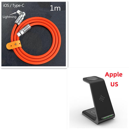 3 In 1 Fast Charging Station Wireless Charger Stand Wireless Quick Charge Dock For Phone Holder with cable