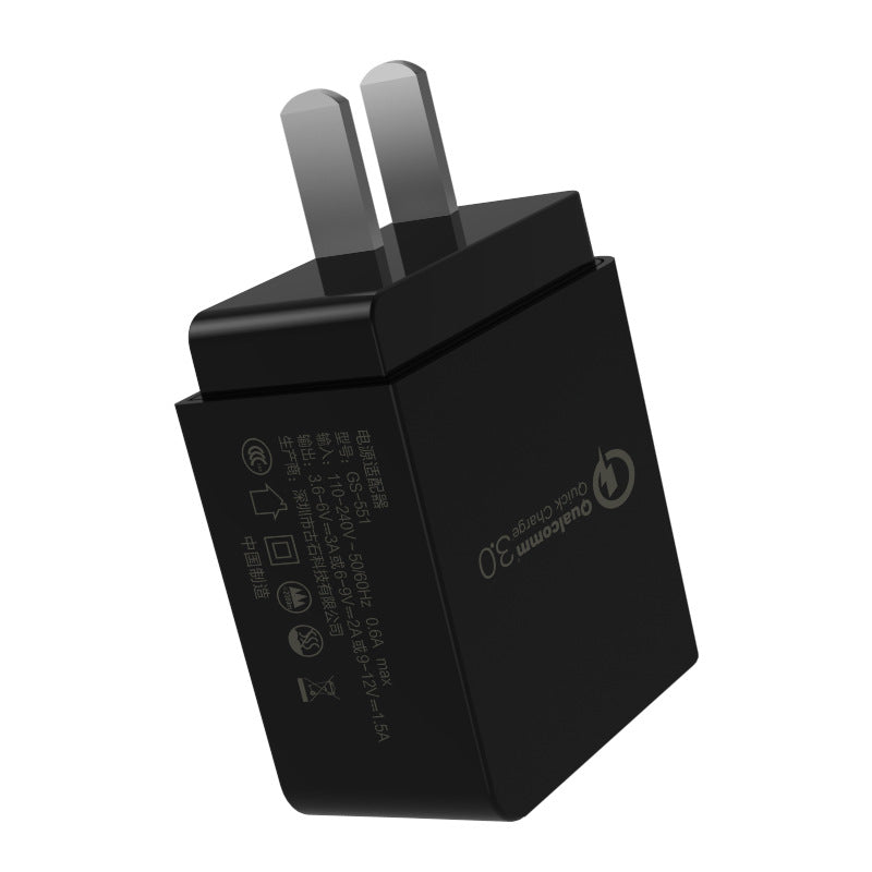 Fast charge charger QC3.0 5V 2A US socket travel charger for mobile phones.