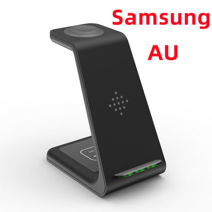 3 In 1 Fast Charging Station Wireless Charger Stand Wireless Quick Charge Dock For Phone Holder in black design