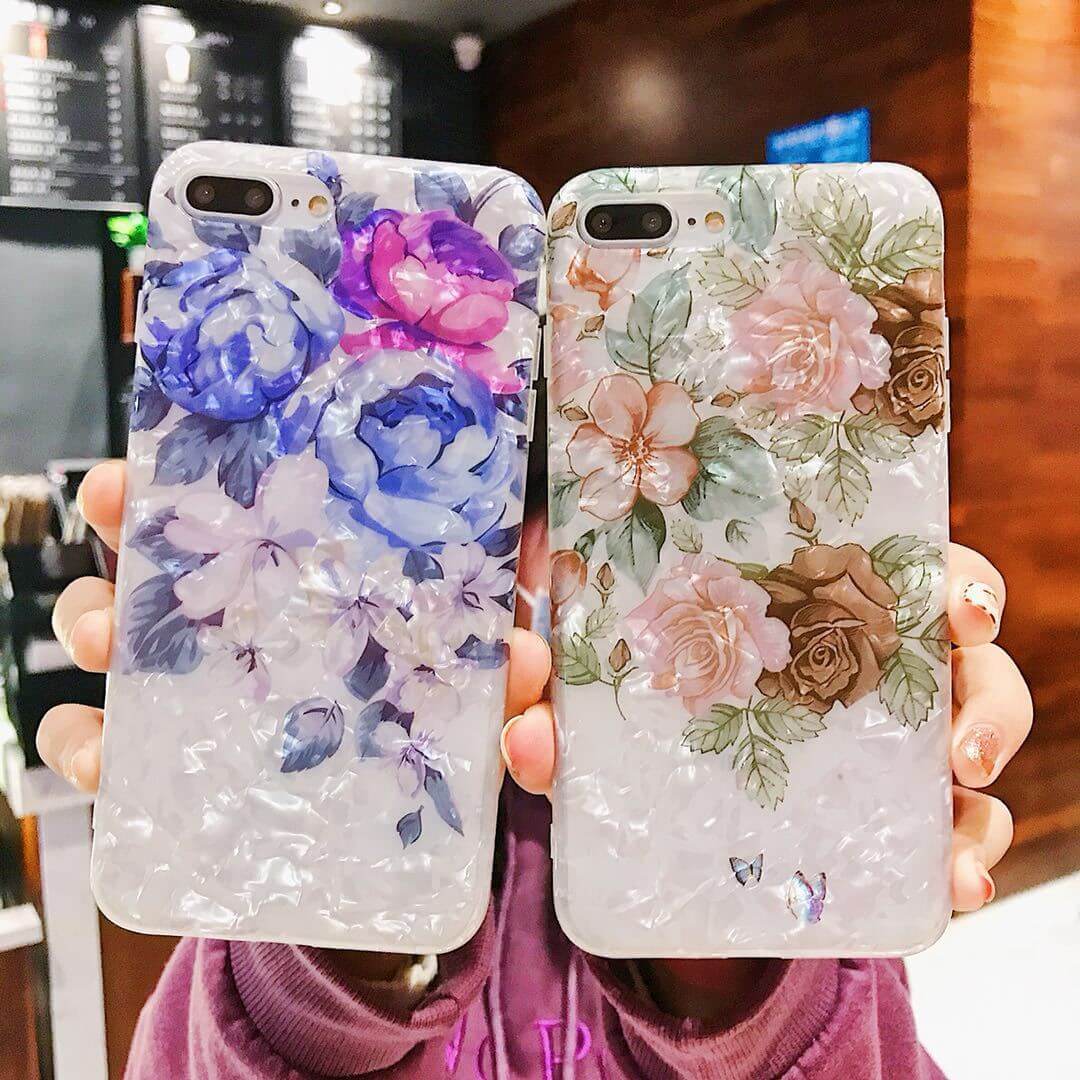 Compatible with Apple, Dream Shell Phone Case For iPhone X XS Max XR Rose Flower Back Cover Cases for iPhone 7 8 6 6s Plus Soft TPU Silicon Capa.