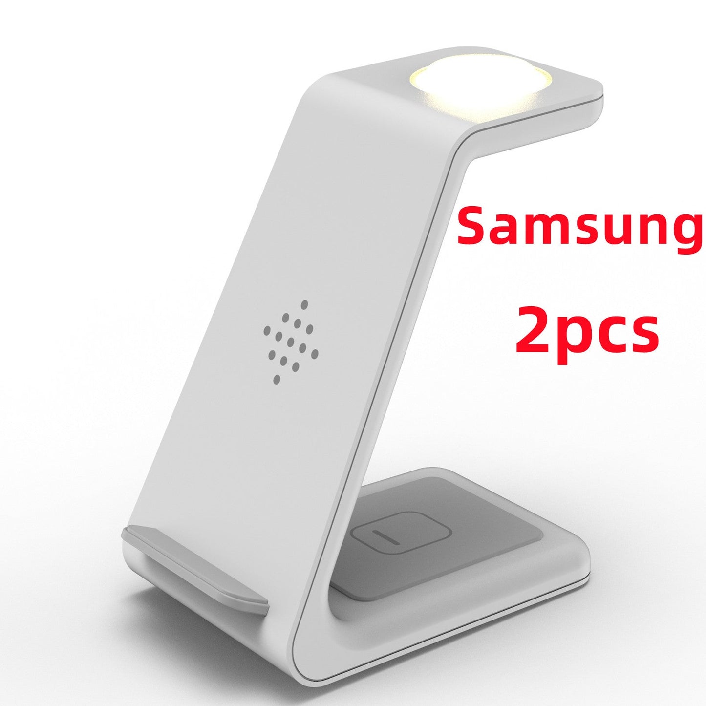 3 In 1 Fast Charging Station Wireless Charger Stand Wireless Quick Charge Dock For Phone Holder in white color.