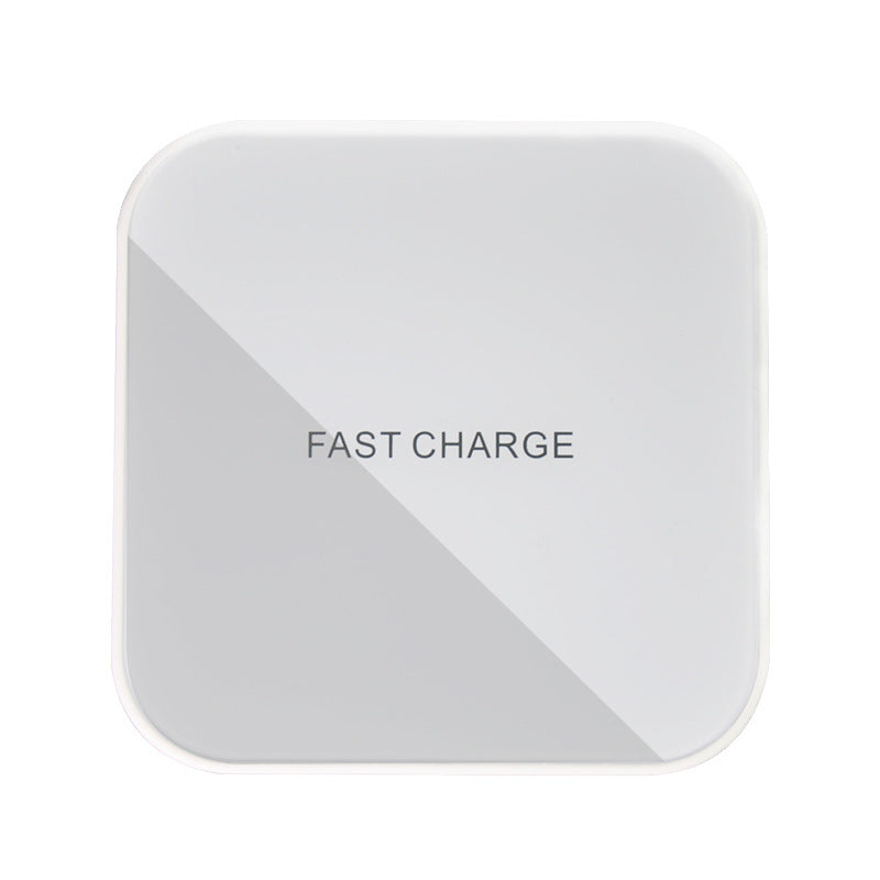 Earphone wireless charger in a square design with a fast charge label on top, efficient and stylish accessory.