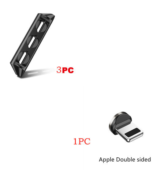 Magnetic charging cable components showing 3PC connector and 1PC Apple Double sided head.