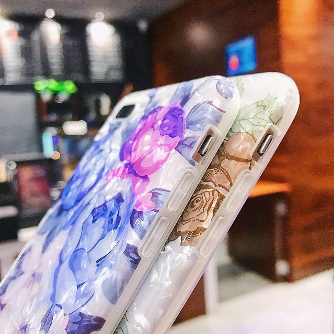 Compatible with Apple, Dream Shell Phone Case For iPhone X XS Max XR Rose Flower Back Cover Cases for iPhone 7 8 6 6s Plus Soft TPU Silicon Capa.
