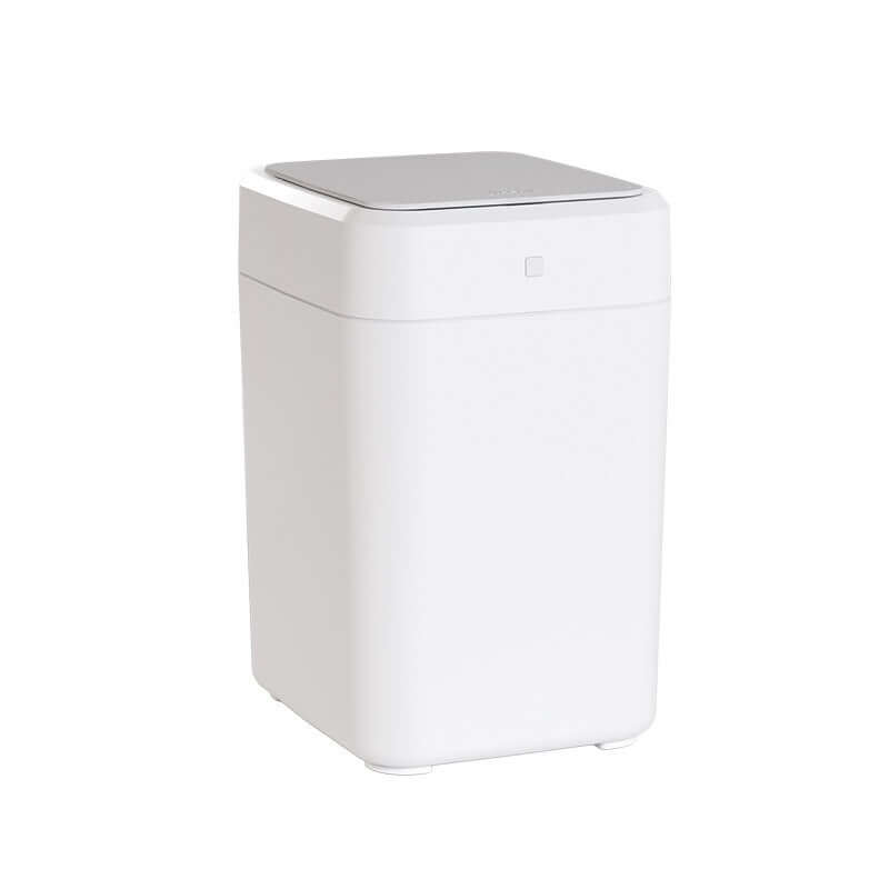 Inductive Household Automatic Sealing And Bag Change Sealing Smart Trash Can in white color.