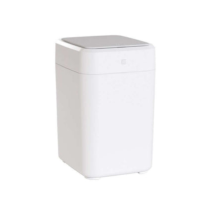 Inductive Household Automatic Sealing And Bag Change Sealing Smart Trash Can in white color.