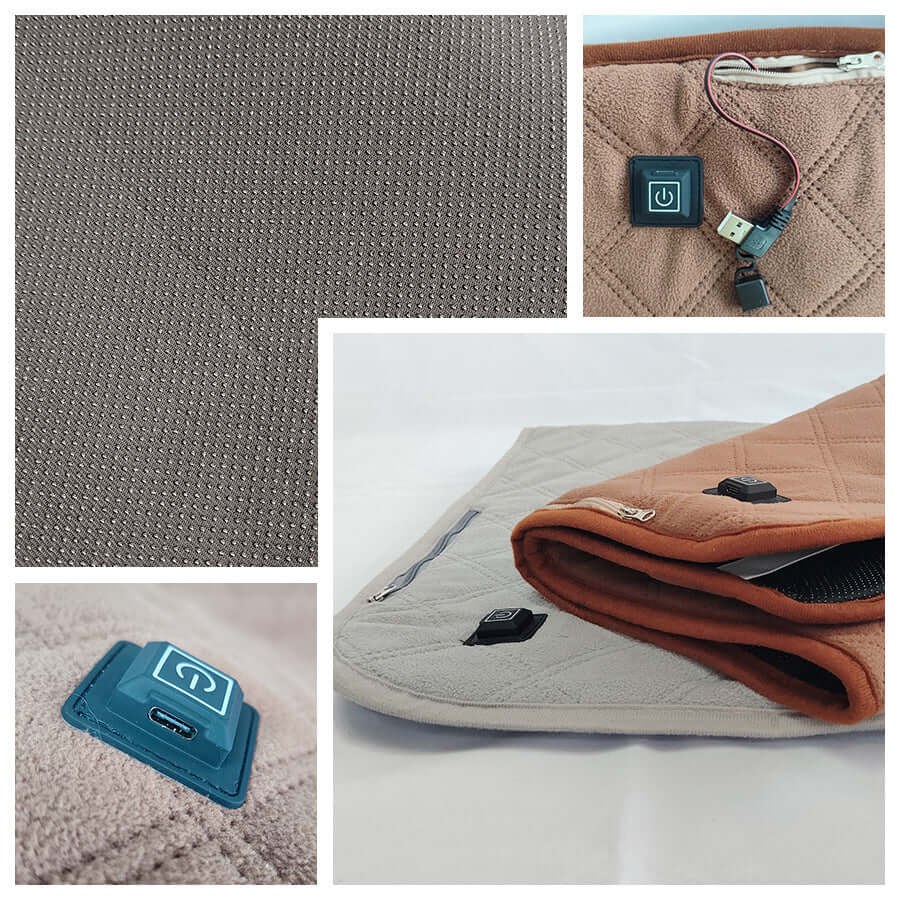 Sleeping Bag Heating Pad USB Smart Cushion Winter Gadgets showing USB connection and fabric details.