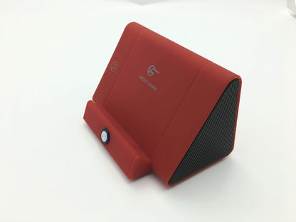Smart Bluetooth Speaker in vibrant red color with a unique triangular design and front controls.
