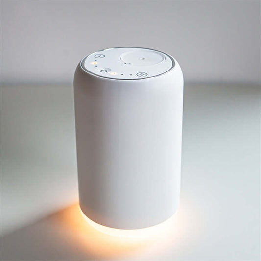 Handy Car Waterless Diffuser Desktop Humidifier with warm white and RGB light features.