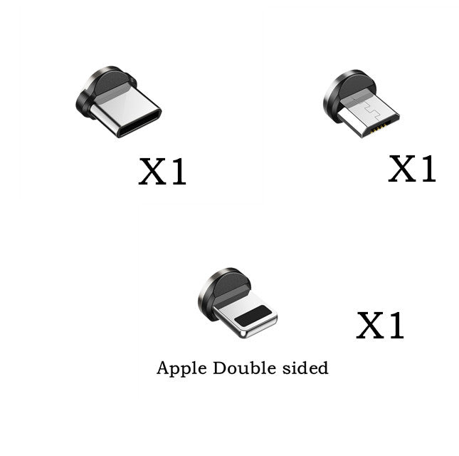 Magnetic charging cable accessories featuring three different heads including Apple Double sided.