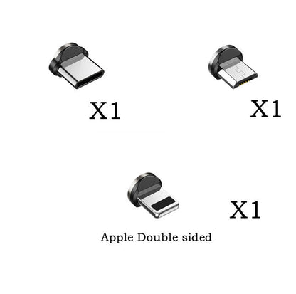 Magnetic charging cable accessories featuring three different heads including Apple Double sided.