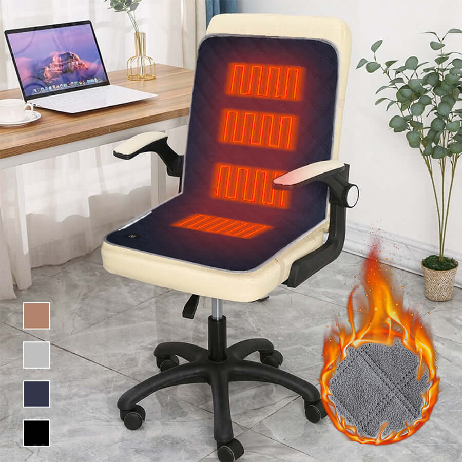 Sleeping Bag Heating Pad USB Smart Cushion Winter Gadgets on office chair with heated lines and cozy design.