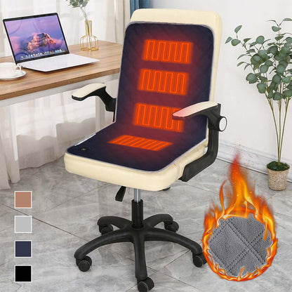 Sleeping Bag Heating Pad USB Smart Cushion Winter Gadgets on office chair with heated lines and cozy design.