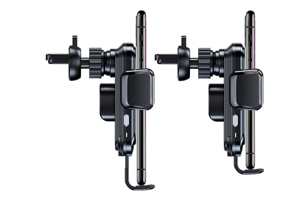 Car wireless charger mounted securely with adjustable features for easy use in vehicles.