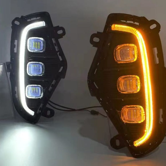 Fog Lamp Modified Led Car Lamp Accessories with white and yellow illumination, showcasing dual-tone design.