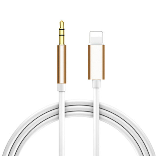 Cell Phone 3.5mm Mobile Phone Car Audio Cable with gold connectors and white wire.