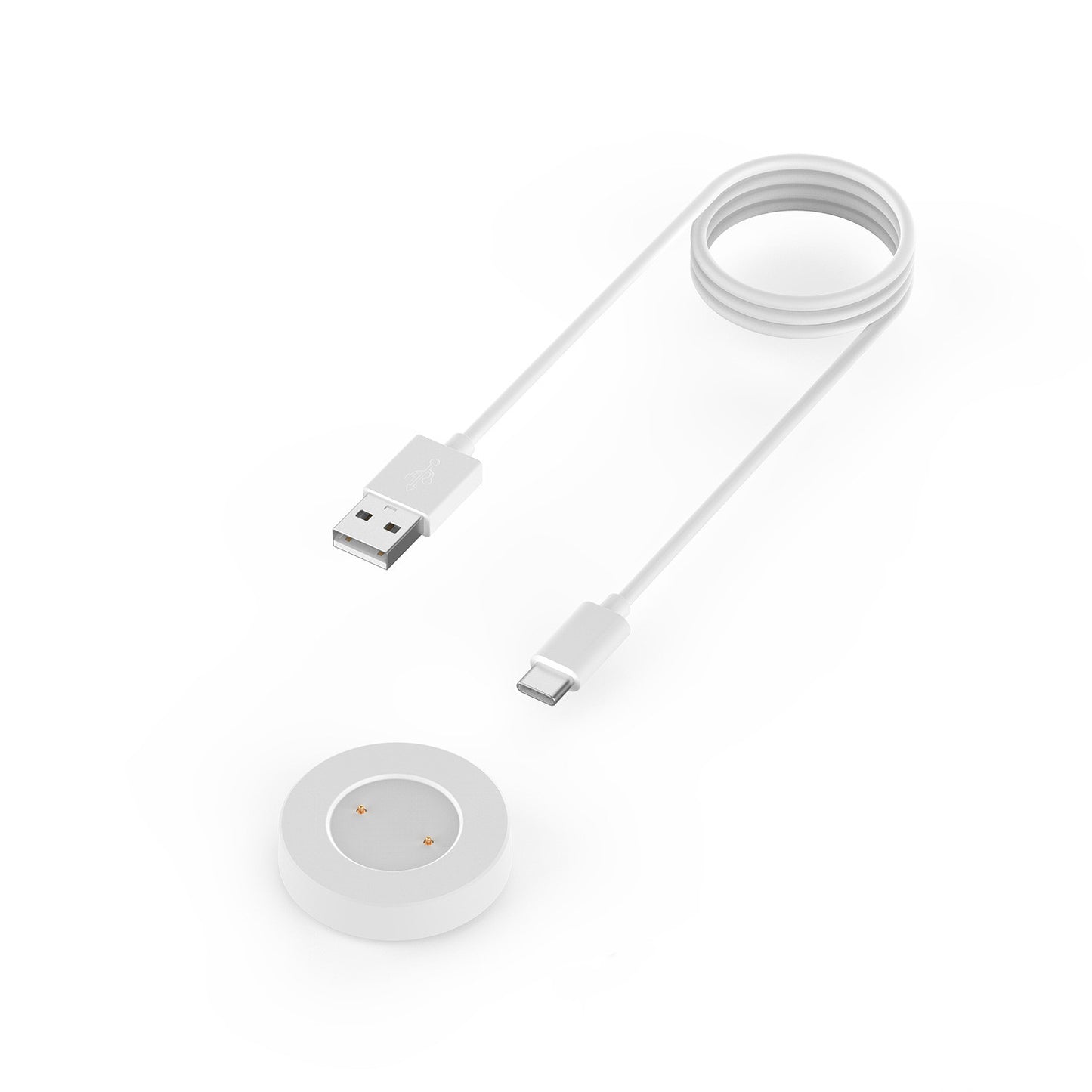 Watch Integrated Charging Cable with USB and magnetic connector in white color.