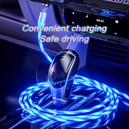 Magnetic Charging Cable Streamer Fast Charging Cable Lighting Micro USB Cable LED Magnet Charger Type-C Cable in car interior.