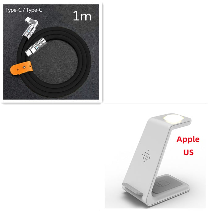 3 In 1 Fast Charging Station Wireless Charger Stand Wireless Quick Charge Dock For Phone Holder with Type-C cable