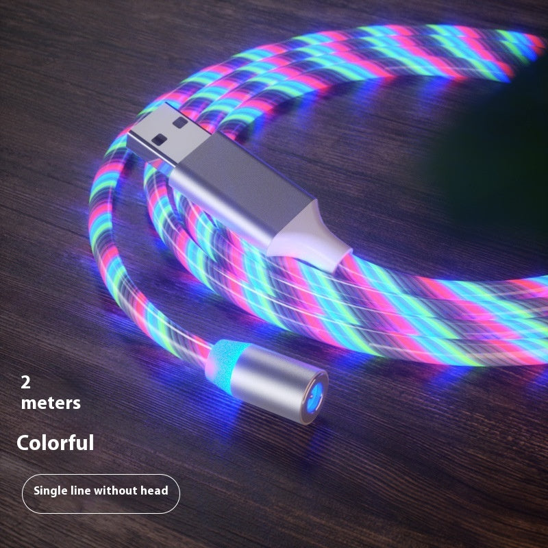Magnetic Charging Cable Streamer Fast Charging Cable Lighting Micro USB Cable LED Magnet Charger Type-C Cable in colorful design.