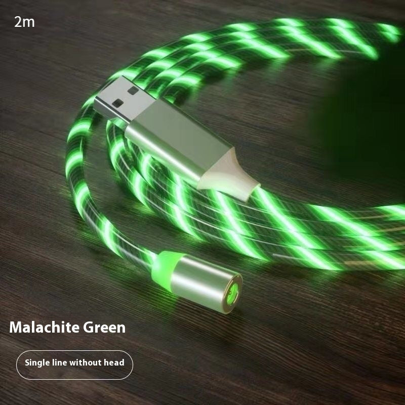Magnetic Charging Cable Streamer Fast Charging Cable Lighting Micro USB Cable LED Magnet Charger Type-C Cable in Malachite Green