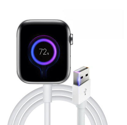 Magnetic Wireless Charging Watch Charging Cable connected to a smartwatch showing battery level at 72%.