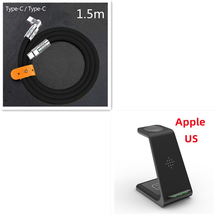 3 In 1 Fast Charging Station Wireless Charger Stand Wireless Quick Charge Dock For Phone Holder with Type-C cable