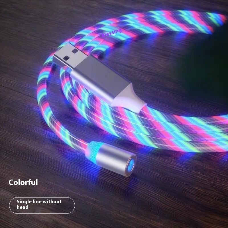 Magnetic Charging Cable Streamer Fast Charging Cable Lighting Micro USB Cable LED Magnet Charger Type-C Cable with colorful design
