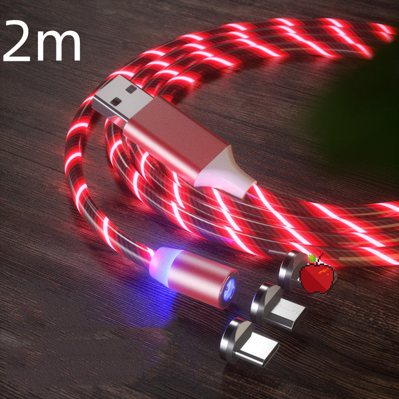 Magnetic Charging Cable Streamer Fast Charging Cable Lighting Micro USB Cable LED Magnet Charger Type-C Cable with LED lights