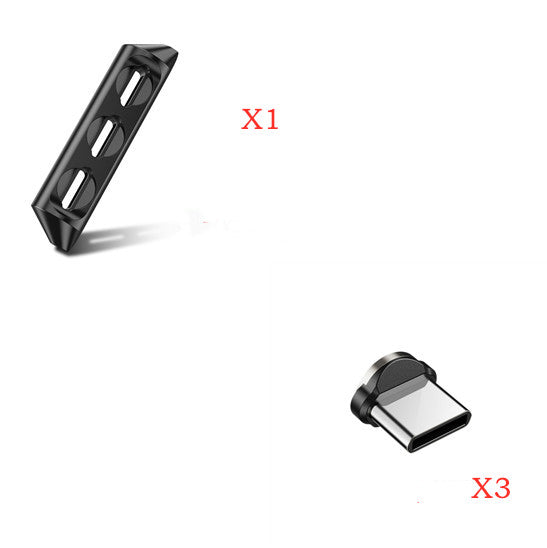 Magnetic charging cable components with one adapter and three connectors for easy device compatibility.