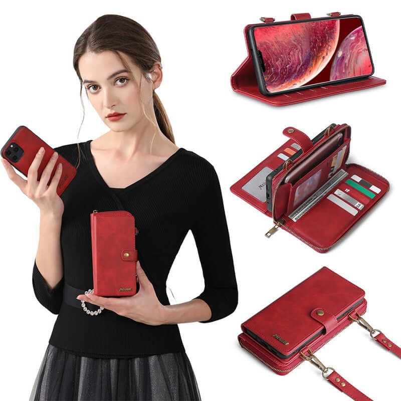 Compatible with Apple, Detachable Wallet Backpack Strong Adsorption Leather Flip Phone Cases For Samsung Galaxy Note 20 UItra Note 10 Plus 9 8 Cover.