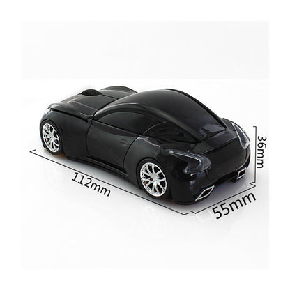 Creative Photoelectric Car Wireless Mouse Computer Accessories shown in sleek black design with measurements.